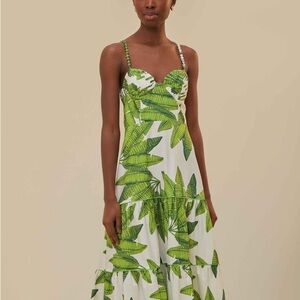 Farm Rio Palm fan midi dress, size XL, BNWT